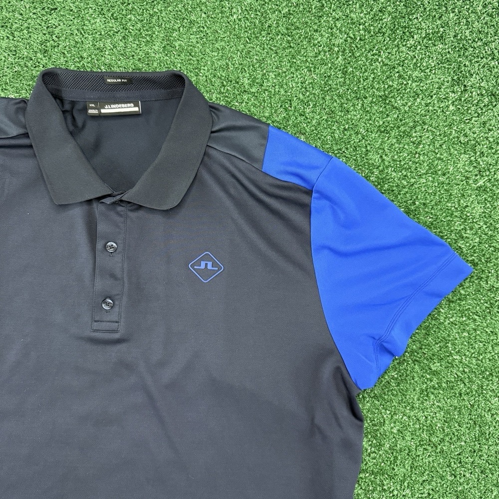 J. Lindeberg Golf Men's Short Sleeve Polo Shirt Size 2XL XXL Blue Regular Fit